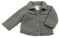 Sivá huňatá zateplená košeľová bunda Tu