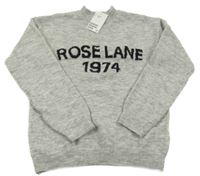 Nové - sivý melírovaný vlnený sveter s nápisom a číslom H&M