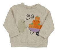 Svetlobéžová melírovaná mikina s dýněmi a duchem F&F