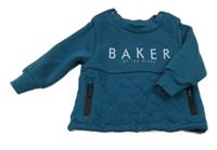 Petrolejová zateplená mikina s logom a prošíváním TED BAKER