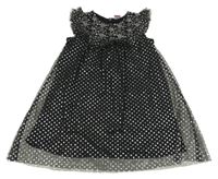 Čierne tylové šaty s hviezdičkami a volánikmi Kiki&Koko