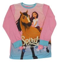 Růžovo-fialovo-modré pyžamové triko s koníkem a dívkou character