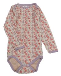 Pudrovo-svetlofialové body s kvetmi a větvičkami POCOPIANO