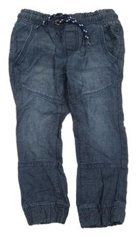 Tmavomodré melírované chino cuff plátenné nohavice C&A