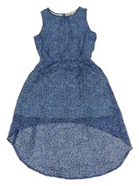 Čierno-modré kvietkovane šifónové šaty H&M
