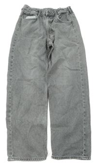 Šedé šisované loose fit waist straight leg rifle H&M