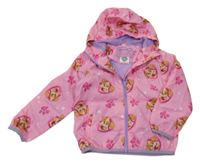 Růžová šusťáková podzimní bunda s PAW PATROL - Skye a kapucí nickelodeon