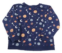 Tmavomodrá oversize mikina a měsíci a kometami a hvězdičkami a planetami John Lewis