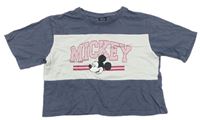 Sivo-biele crop tričko s Mickey mousem Primark