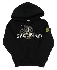 Černá mikina s logem a kapucí Stone Island