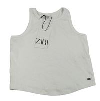 Biely rebrovaný crop top Zara