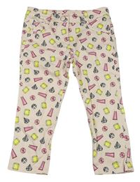 Světlerůžové plátěné skinny kalhoty s drahokamy Primigi