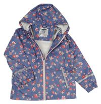 Modrá kvetovaná nepromokavá bunda s kapucňou zn. Lupilu