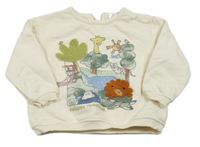 Krémová mikina so zvířaty a stromky Zara