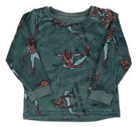 Tmavozelená plyšová pyžamová mikina so Spidermanem M&S