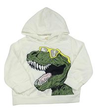 Smotanová ľahká mikina s dinosaurom a kapucňou