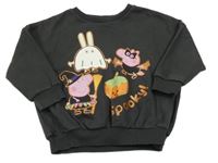 Antracitová oversize mikina s Peppou a Tomíkem George