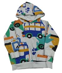 Bílá mikina s dopravními prostředky a kapucí F&F