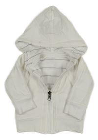 Bílá propínací oboustranná mikina s kapucí