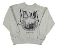 Svetlosivá melírovaná mikina s mrakodrapy a nápisom Zara