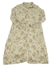 Béžové kvetované šifónové prepínaci košeľové šaty C&A