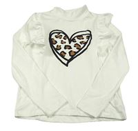 Bílé triko se vzorovaným srdcem a volánky Shein