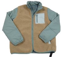 Nové - Hnědo-khaki huňato/šusťáková zateplená bunda Dunnes
