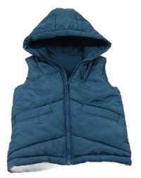 Petrolejová šusťáková zateplená vesta s kapucí Dunnes