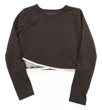 Tmavohnedé športové crop tričko Primark