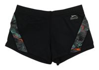 Černé nohavičkové plavky se vzorem Slazenger