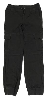 Antracitové plátenné cargo cuff nohavice Y.F.K.