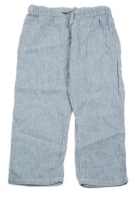 Modro-bílé pruhované lněné kalhoty H&M
