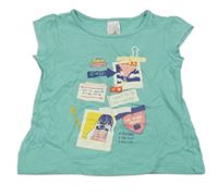 Tyrkysové tričko s obrázkami C&A