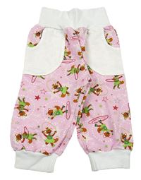 Růžovo-bílé tepláky s liškami