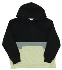 Čierno-zelenkavo-zelená mikina s kapucňou L&D