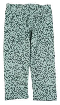 Tyrkysové športové capri legíny s leopardím vzorom Active Touch