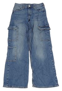Modré široké cargo rifle H&M