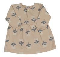 Ružové kvetované teplákové šaty Petit Bateau