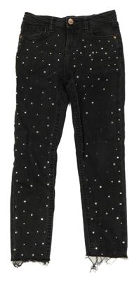 Antracitové skinny rifle s kamienkami Denim Co.