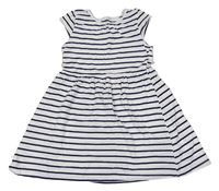 Bielo-tmavomodré pruhované bavlnené šaty H&M