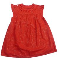 Červeno-zlaté vzorované šaty s 3D kvítky George