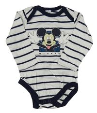 Bielo-tmavomodré pruhované body s Mickeym Disney