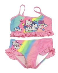 Neonově růžovo-barevné dvoudílné plavky s Hello Kitty 