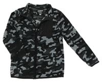 Čierno-sivá army fleecová prepínaci mikina s vreckom F&F