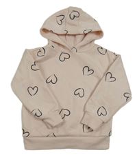 Svetloružová mikina so srdiečkami a kapucňou Primark