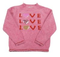 Ružový chlpatý sveter s nápismi M&Co.