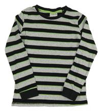 Šedo-černo-zelené pruhované pyžamové triko Alive