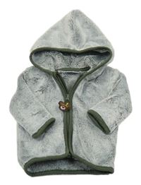 Sivá prepínaci plyšová mikina so zeleným lemem a kapucňou Ergee