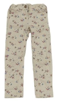 Smetanové květované skinny rifle C&A