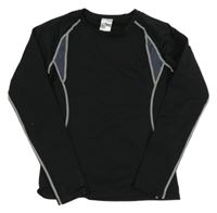 Černé thermo triko s šedým pruhem 